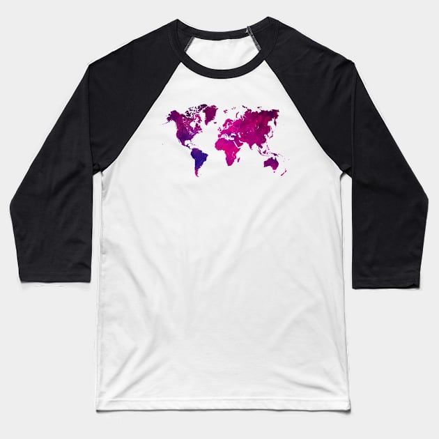 world map purple  #map #worldmap Baseball T-Shirt by JBJart